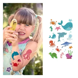 Children Ocean Series Tattoo Sticker Set Pirate Dinosaur Mermaid Shark Car Cute Cartoon Face Temporary Tattoo Sticker