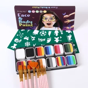 Children’s Body & Face Paint Quick Dry Water Based Washable Kits for Festival Party Cosplay Rainbow
