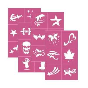 Children’s DIY Airbrush Tattoo Stencil Set for Face Paint Glitter Temporary Body Art Adhesive Drawing for Creative Expressions