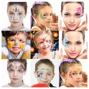 Children’s DIY Spray Painting Template Graffiti Face Mold Tattoo Pattern Stencil for Body Decorative Human Body Tattoo Stickers
