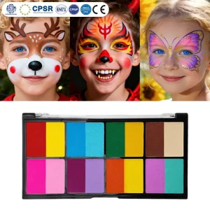Children’s Party Face Painting Kit with Natural Plant-Based Water Activated Colors for Face & Body Makeup and Palette