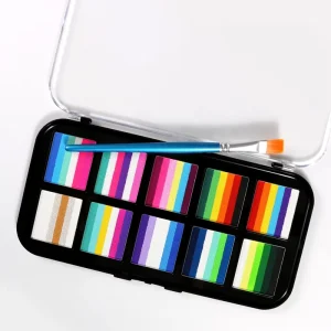 Children’s Party Face Painting Pallet Set Water-Based Color Mixing Washable Rainbow Body Face Paint Makeup Kit