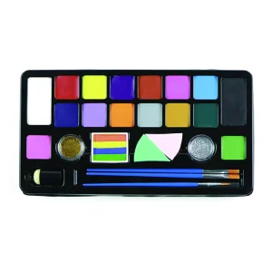 Children’s Professional Non Toxic Washable 16 color Oil Based Face Body Paint Set Rainbow Split Face Design