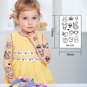 Children’s Tattoo Stickers Black and White Cartoon Series Holiday Party Reward Stickers Waterproof Temporary Tattoo Stickers