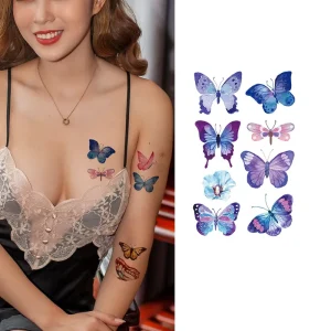 Child’s Cute Mini Cartoon Face Temporary Tattoo 3D Butter Set Featuring Pirate Dinosaur Mermaid Shark & Car Waterproof Colourful