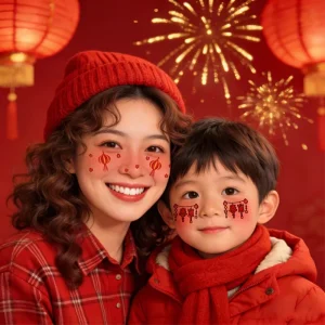 Chinese Happy New Year Temporary Tattoos Lunar New Year Stickers Lanterns Firecrackers Red Envelopes Kids Party Supplies
