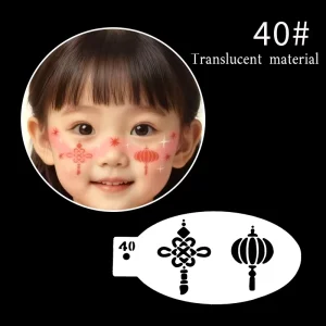 Chinese Knot & Lantern Acrylic Face Paint Stencil Translucent Reusable Template for Children’s EU US Festival & Party Decor