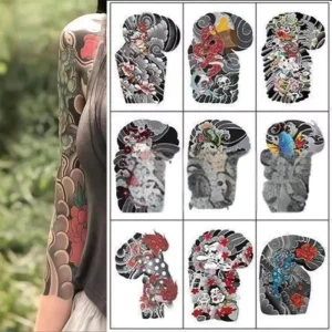 Chinese Traditional Half Arm Eco Friendly Temporary Tattoo Stickers Water Transfer Printed Full Arm Coverage Waterproof