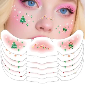 Christmas Face Freckle Tattoo Stickers Bronzing Silver Glitter Speckles Tattoos for Parties