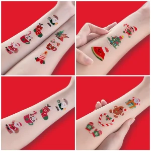 Christmas Glow in the Dark Temporary Body Tattoos for Boys and Girls Hand Application Printed