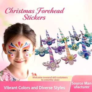 Christmas Mermaid Forehead Stickers Custom Logo Face Body Art Stickers for Holiday Party Festival Decoration for Children Adults