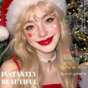 Christmas Paper Makeup Temporary Cartoon Face Stickers Holiday Party Prom Decoration Funny Creative Tattoo