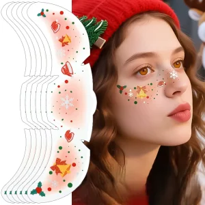 Christmas Rainbow Glitter Eco Friendly Waterproof Removable Temporary Tattoo Stickers Kids Face Party Makeup Decor