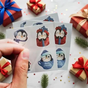 Christmas Santa Snowman Penguin Cute Cartoon Pattern Water Transfer Tattoo Sticker for Kids Holiday