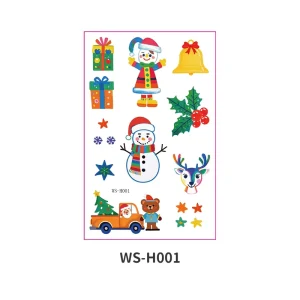Christmas Temporary Tattoo Stickers Colours Water Transfer Body Art Decals Printed on Paper for Body Decoration