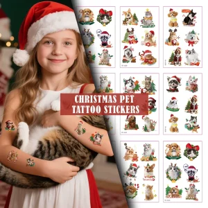 Christmas Temporary Tattoos for Kids & Pets Washable Stickers for Cups Stationery Water Transfer Designs