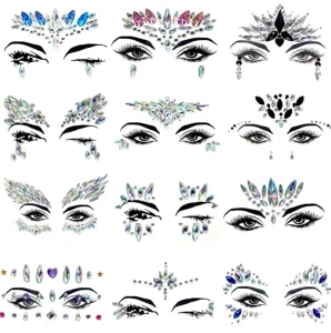 Chunky Crystal Temporary Self-Adhesive Face Gems Jewels Tattoos for Festival Rave Party Eye Tears