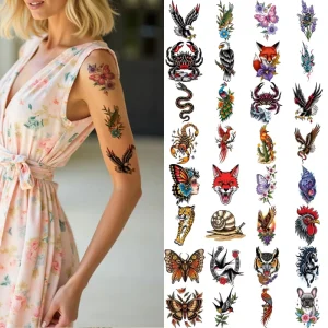 Classic American Traditional Animal Temporary Tattoos Waterproof Eagle Shark Tattoo Stickers for Adults