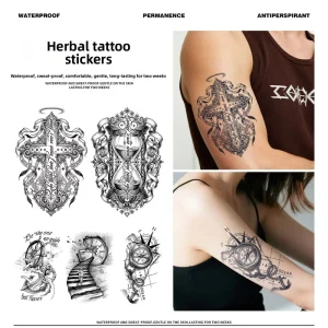 Classic Luxury Temporary Tattoo Stickers Herbal Formula Long Lasting Waterproof Compass Cross Design Customizable