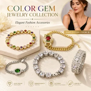 Color Gem Jewelry Craft Set Sparkling Bracelet and Ring Collection Elegant Fashion Accessory Gift