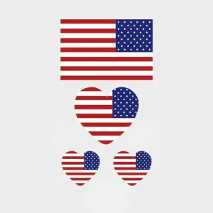 Colored Paper Water Transfer Temporary Tattoo Stickers Sweatproof Heart shaped Flag patterned Body Application