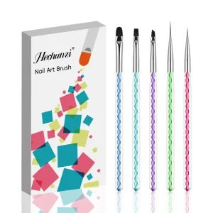 Colorful Acrylic-Handle Black Synthetic Hair Brush for Nail Art and Gel Building
