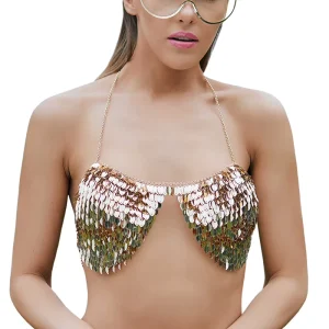 Colorful Bra Body Chain Jewelry Paillette Gold Body Jewelry