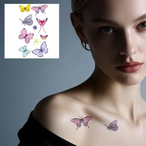 Colorful Butterfly Temporary Waterproof Tattoo Stickers White Paper for Face or Body Application Simulated Butterflies
