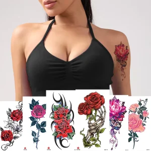 Colorful Flowers China Women Beautiful Sexy Body Art Arm Sleeves Leg Breast Temporary Tattoo Sticker