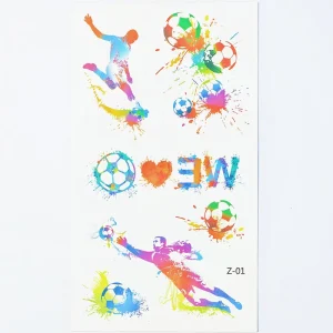 Colorful Football Fan Temporary Tattoo Sticker for Stadium Cheering and Sports Team Building Activity Favors