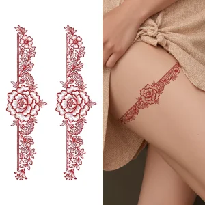 Colorful Henna Tattoo Temporary Tattoos Sticker Geometric Floral Patterns Ethnic Style Waterproof Tattoo Suitable for Wrist Arm