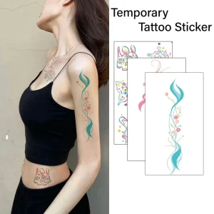 Colorful Lines Waterproof Non Toxic Paper Temporary Tattoo Stickers White Custom Logo for Body Use Long Lasting