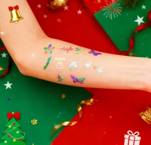 Colorful Natural Plant Reusable Sticker Decals for Children’s Body Painting Festive Decorations (Christmas Halloween New Year)