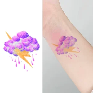 Colorful Paper Eco Friendly Temporary Tattoo Stickers Purple Cloud Lightning Pattern Waterproof Tattoos for Face Arms Legs