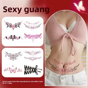 Colorful Sexy Succubus-Style Water Transfer Paper Tattoo Stickers for Women Long Lasting Intimate Areas Chest Lower Abdomen