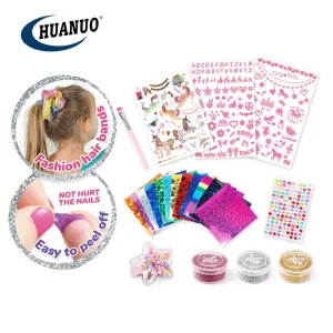 Colorful Tattoo Kit With Hair Clip Nail Sticker Gift Set for Party Toy
