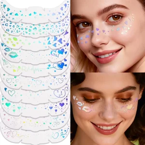 Colorful Temporary Tattoo Glitter Freckles Face Tattoo for Music Festival Valentine’s Day