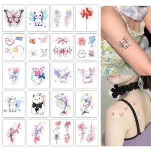 Colorful Temporary Tattoo Stickers Various Patterns Waterproof Tattoos Suitable for Face Arms and Legs