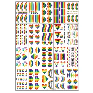 Colorful Temporary Tattoos Rainbow Lips Butterfly Rose Heart Tattoo Body Stickers Rainbow Tattoo Stickers Party