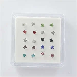 Colorful rhinestone body piercing jewelry nose stud