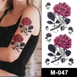 Colourful Tattoo Sticker Women’s Rose Temporary Tattoos