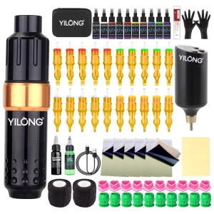 Complete Beginner’s Temporary Tattoo Pen Machine Kit Full Set Case and Supplies for Body Use