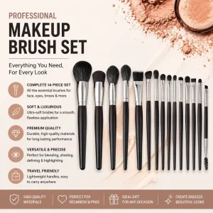 Complete Makeup Brush Set Professional Beauty Brush Kit Full Face Cosmetic Tools For Retail Brand Customization