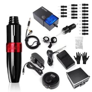Rotary Tattoo Kit Aluminium Alloy Black Low Noise Portable 2KG for Tattoo Art