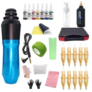 Complete Tattoo Ink Kit Professional Tattoo Cartridge Needle Pen Machine Kit