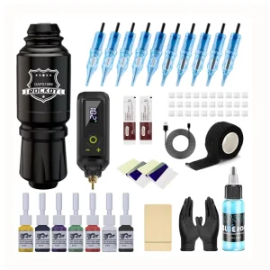 Complete Tattoo Kit Wireless Tattoo Sets Inks Stencil Gel Pen Machine Kit