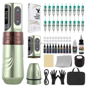 Complete Tattoo Kit with Stainless Steel Tattoo Pen Machine Supplies