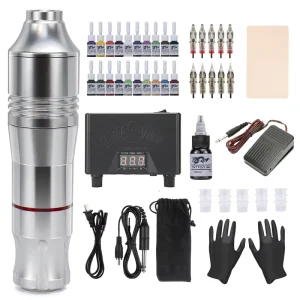 Complete Tattoo Machine Kit With Cartridge Needles for Beginners Tattoo Kit Set Pentype Machine