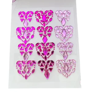 Contracted Style Colourful Heart Eyes Temporary Tattoo Sticker Music Festival Face Jewels Stone Rhinestone Makeup Made