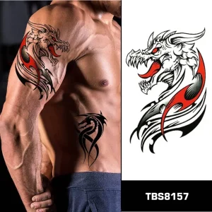 Cool Arm Dragon Body Tattoo Stickers Waterproof Tribal Chinese Dragon Tattoo Stickers Images for Men